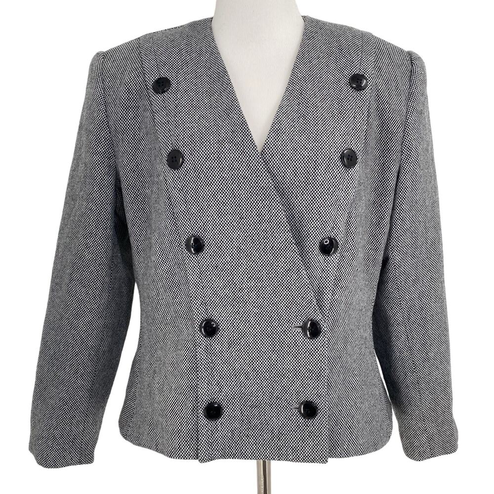 Sasson Vintage 80's Double Breasted Tweed Blazer Size 12